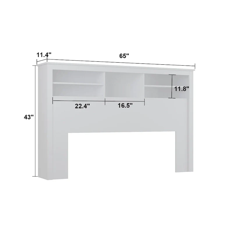 65W x 43H Bookcase Headboard With Light
