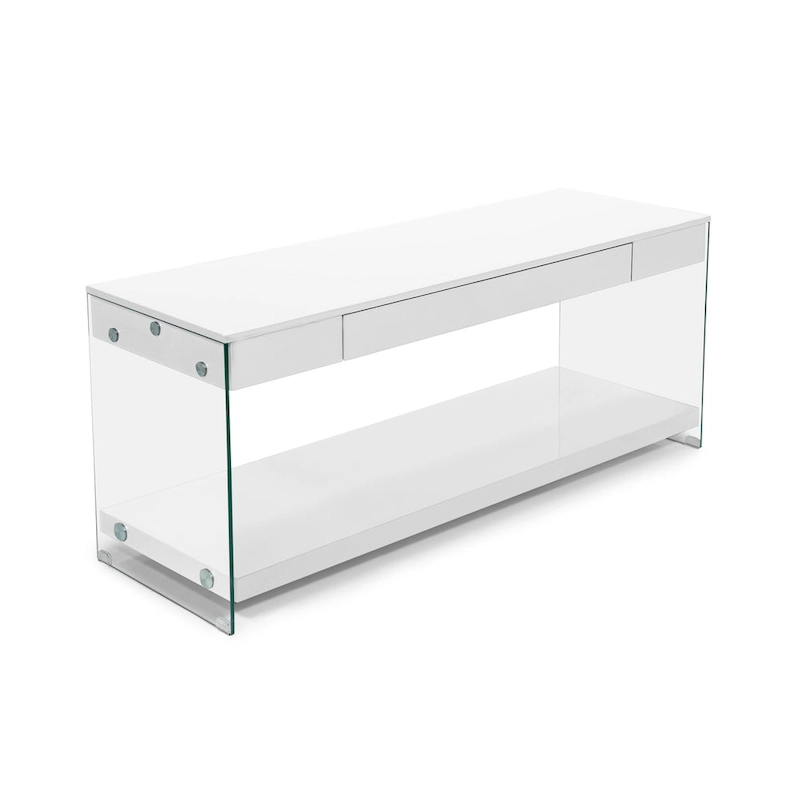 Takamura Modern 60-inch Glass 1-Shelf 1-Drawer TV Console by Strick & Bolton