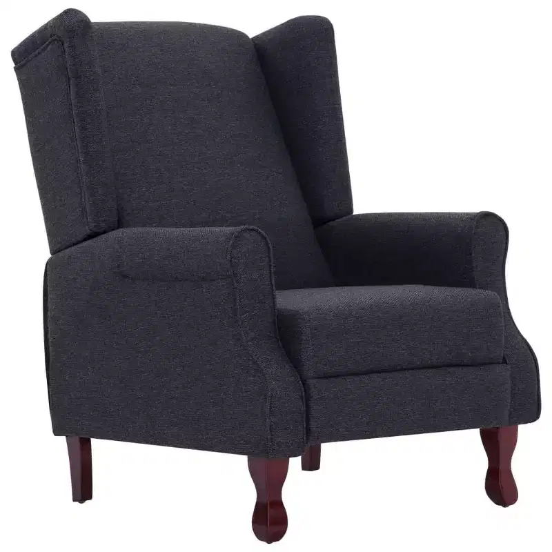 vidaXL Classic Dark Gray Fabric Recliner - Comfortable Adjustable Reclining Chair for Living Room & Office - Gray