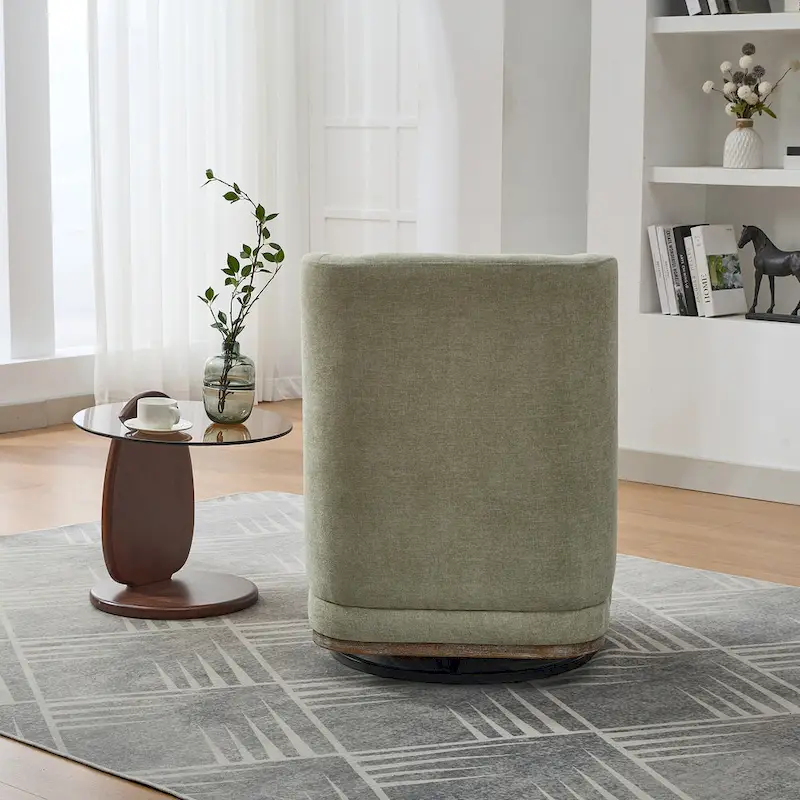 Chenille Swivel Accent Chair with Metal Base