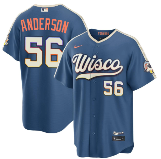 Grant Anderson Milwaukee Brewers Mineral Blue 2026 City Connect Stadium Jersey