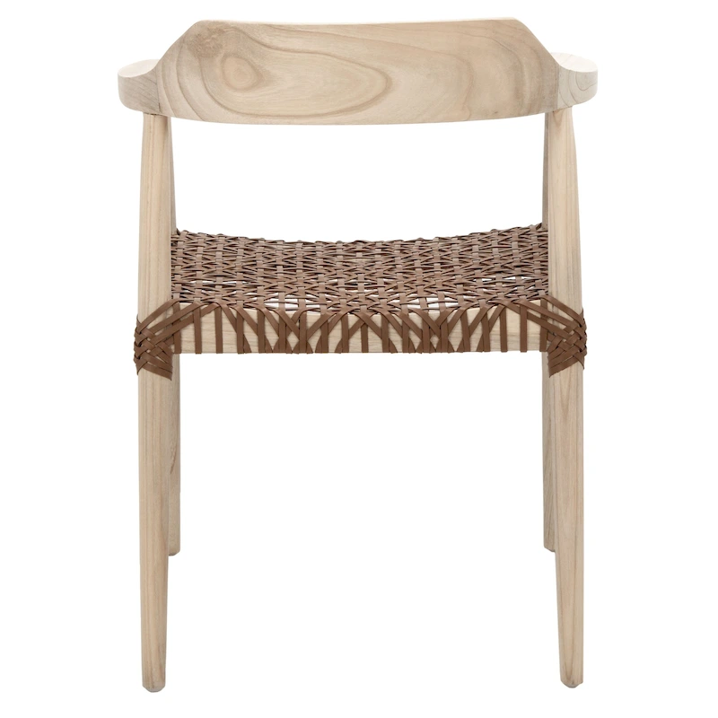 Munro Wanda Woven Leather & Solid Wood Accent Chair (Fully Assembled) - 22  W x 20.5  L x 28.5  H - 22Wx21Dx29H