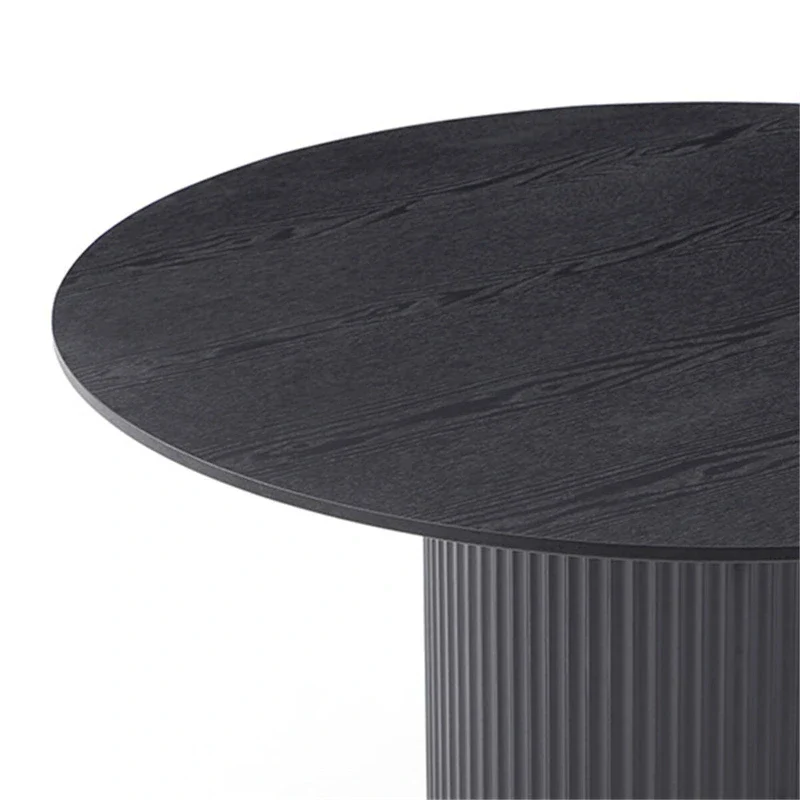 Black Round Dining Table,MDF handcraft Pedestal Dining Room Table
