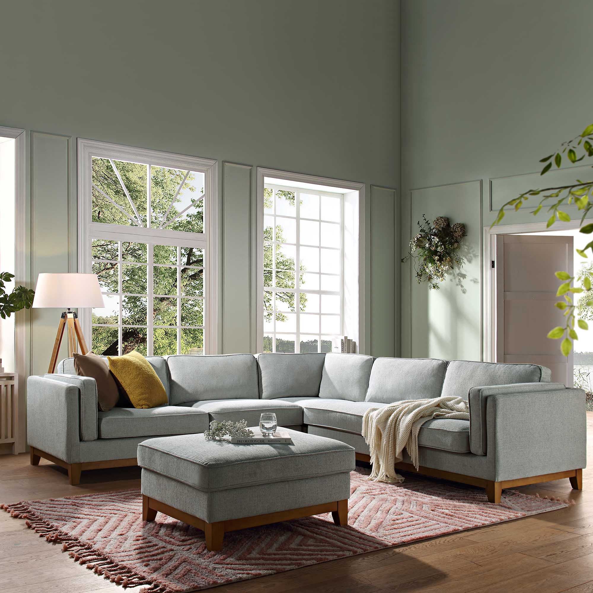 Sage Woven Fabric Grande Corner Sofa