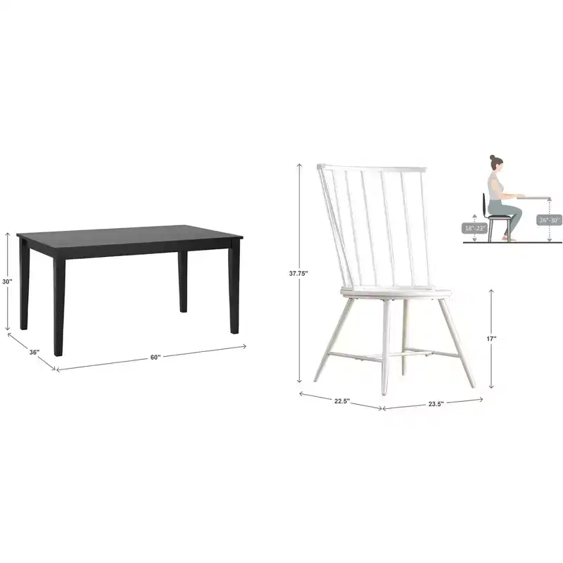 Salido Black Mixed Back Finish Dining Set - 5-Piece - iNSPIRE Q