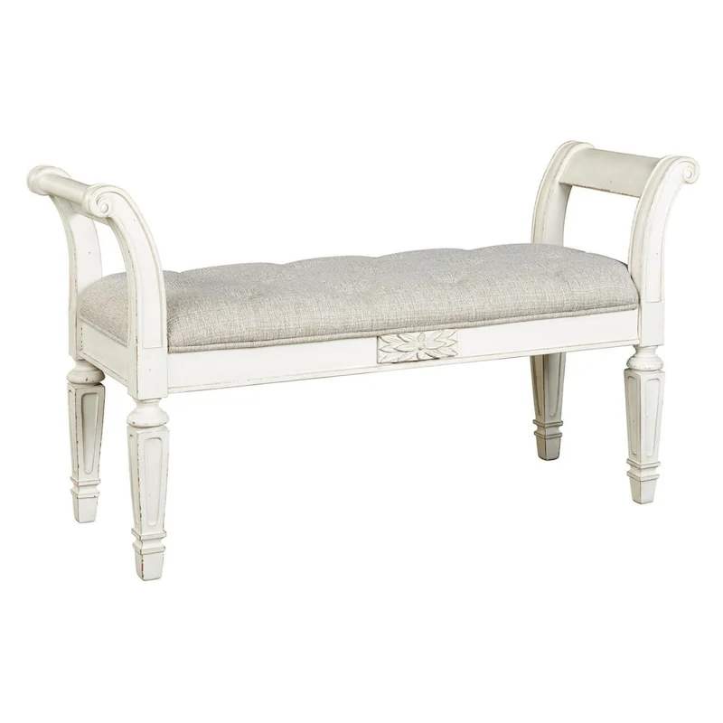 Realyn Vintage Casual Antique White Accent Bench