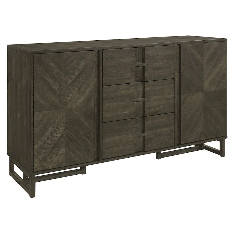 Dark Grey 3-Drawer Server with 2 Cabinets