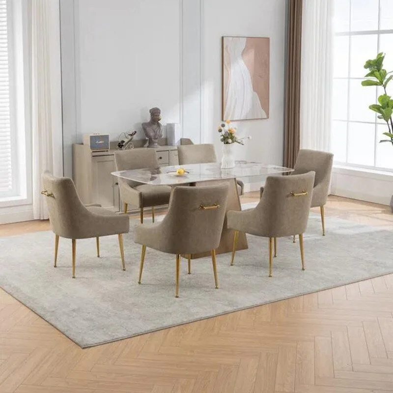 SEYNAR Modern Glam PU Leather Dining Chair or Vanity Chair Set of 6 with Rear Handle