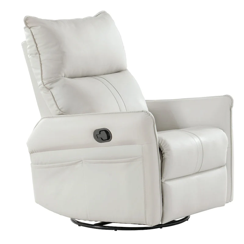 Modern Small Rocking Swivel Recliner Chair with Overstuffed Seat