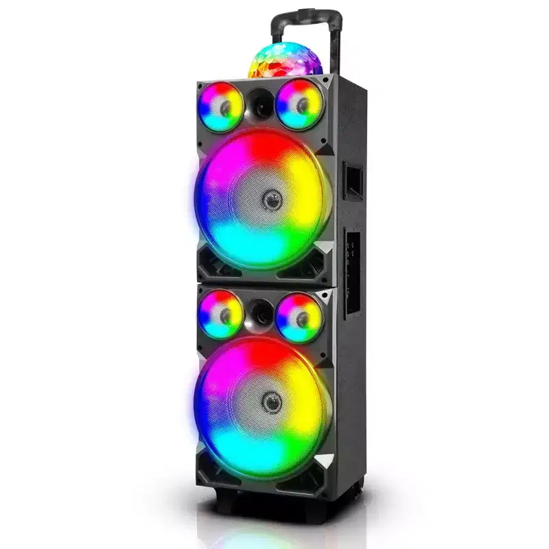 TOPTECH SUNNY-208 Dual 28'' Woofer Bluetooth Speaker with Disco Lights, Powerful Stereo Sound, 33ft Wireless Range, Ideal for Home/Outdoor Use