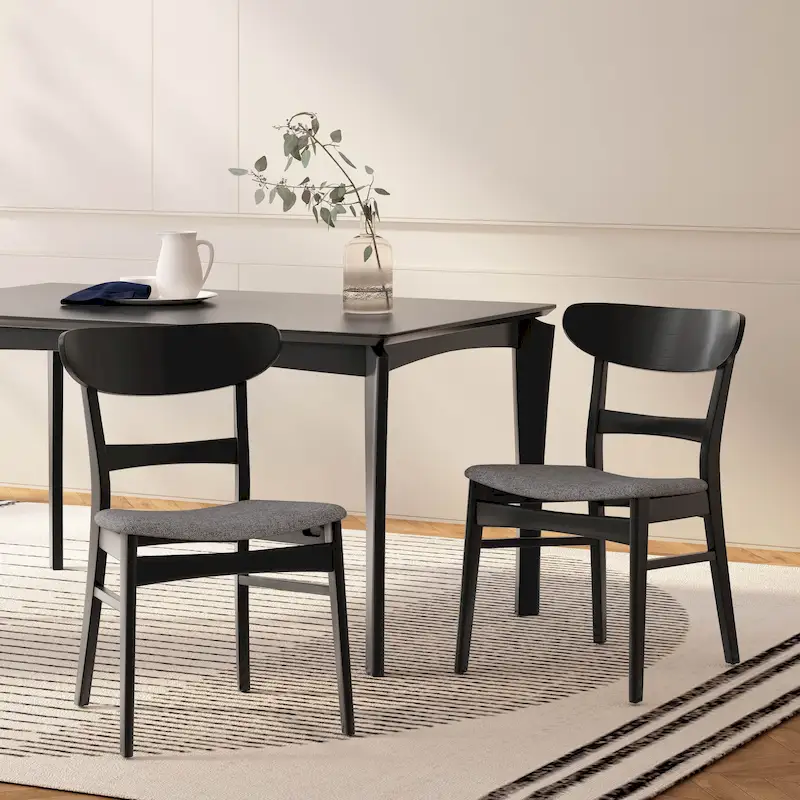Abrielle Mid-Century Modern Upholstered Rubberwood Dining Chair (Set of 2) by Christopher Knight Home