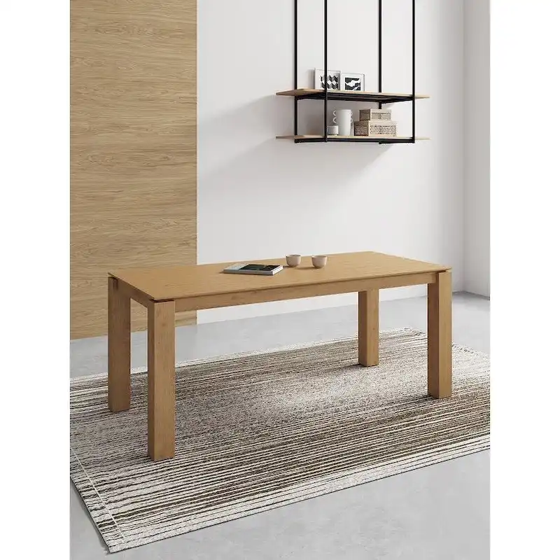 Rectangular Solid Wood Dining Table, 70.86 in., Seats 8