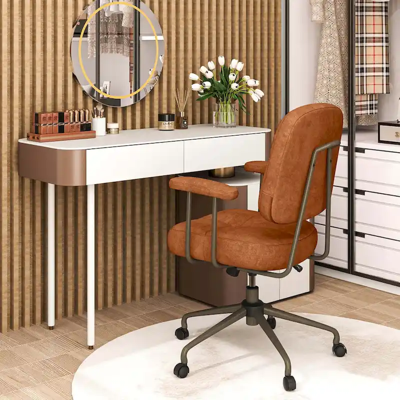 Costway Home Office Chair Leathaire Upholstered Task Chair with - See Details