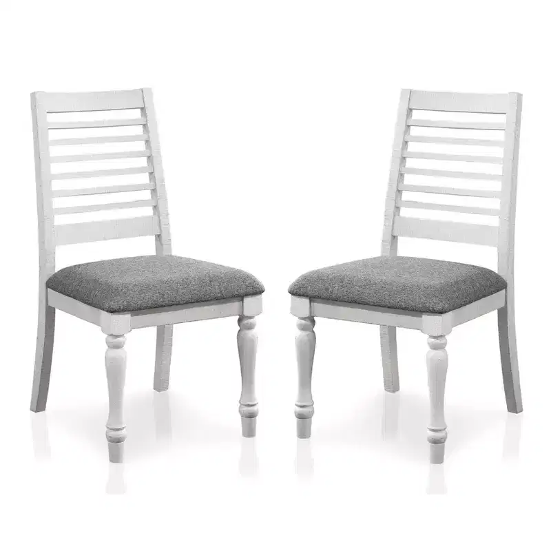 Set of 2 Cambrien Rustic Farmhouse Padded Seat Dining Chairs Antique White/Gray - HOMES: Inside + Out: Ladderback, Polyester Upholstery, Wood Frame