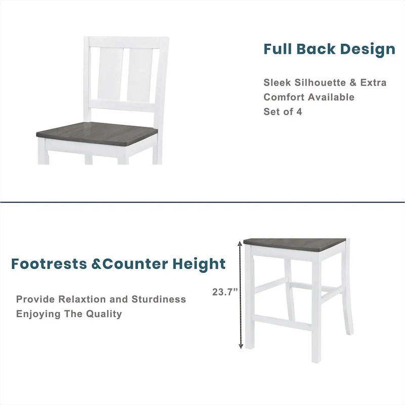 Rustic Farmhouse 5-Piece Counter Height Dining Table Set