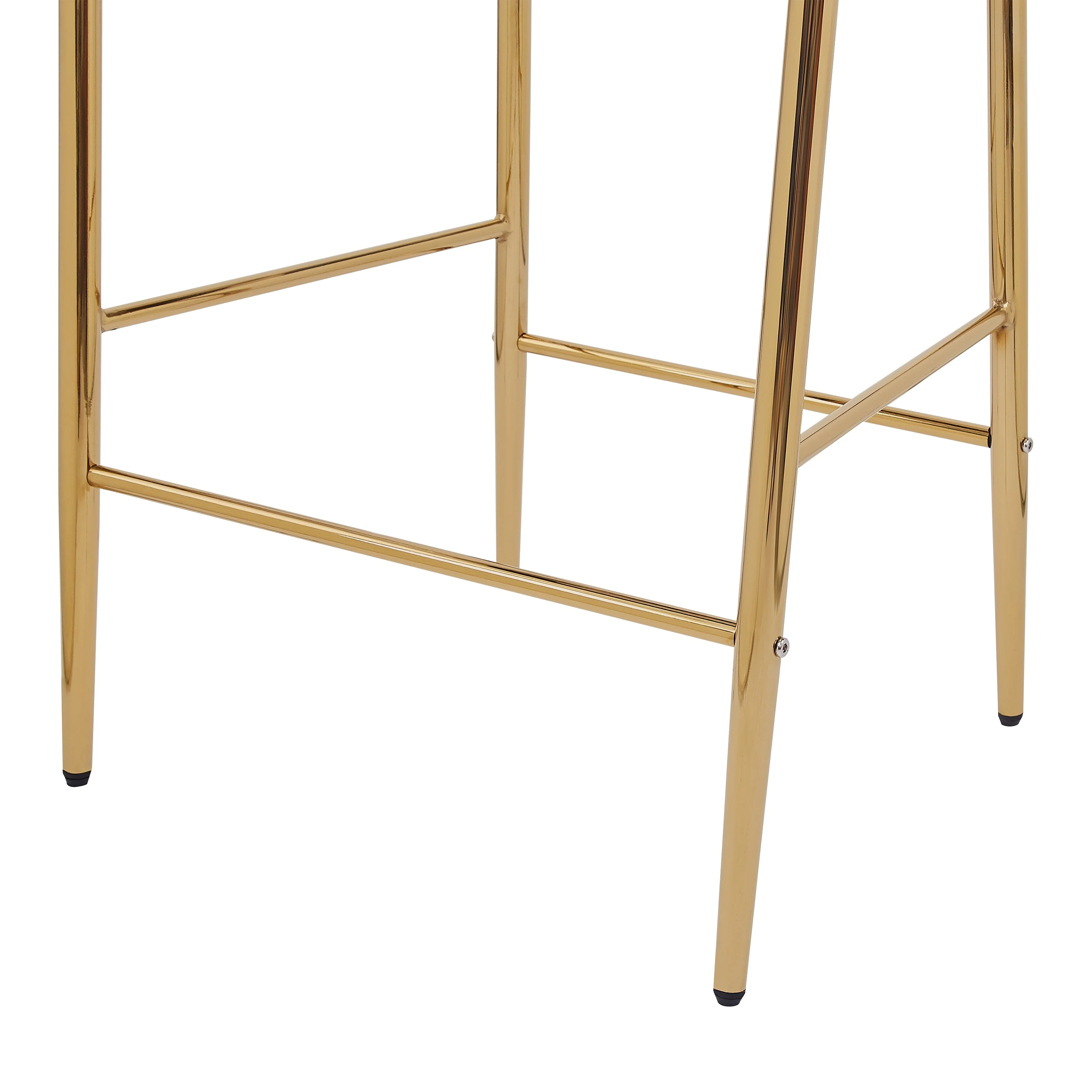 Set of 2 Velvet Counter Stools Tufted Bar Chairs Gold Frame