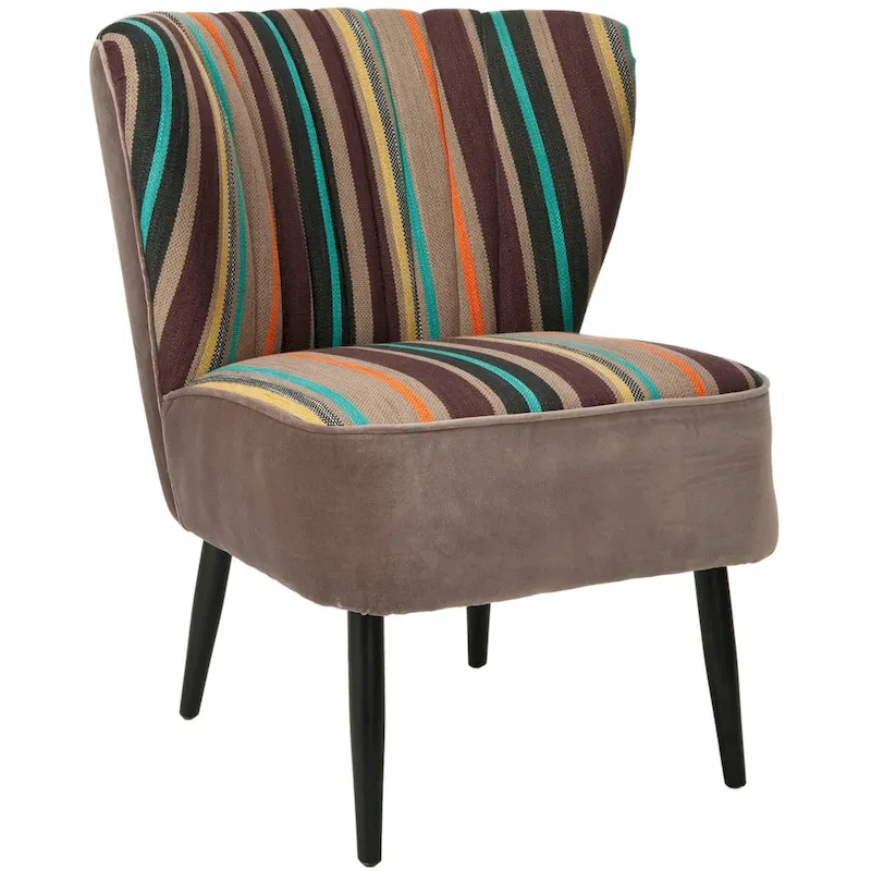 Mid-Century Rainbow Striped Accent Chair - 24W x 28D x 30H