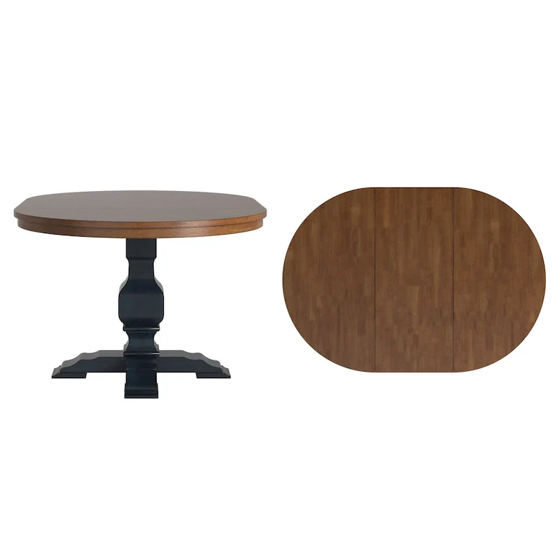 Ronda Two-Tone Oval Solid Wood Top Extending Dining Table