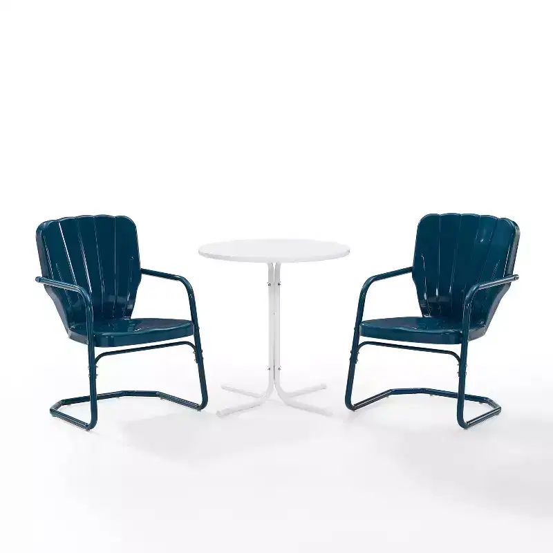 Ridgeland 3pc Outdoor Bistro Set with Table & 2 Chairs - Navy Gloss - Crosley