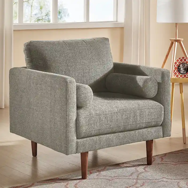 Mid-Century Tapered Leg Chair with Pillows