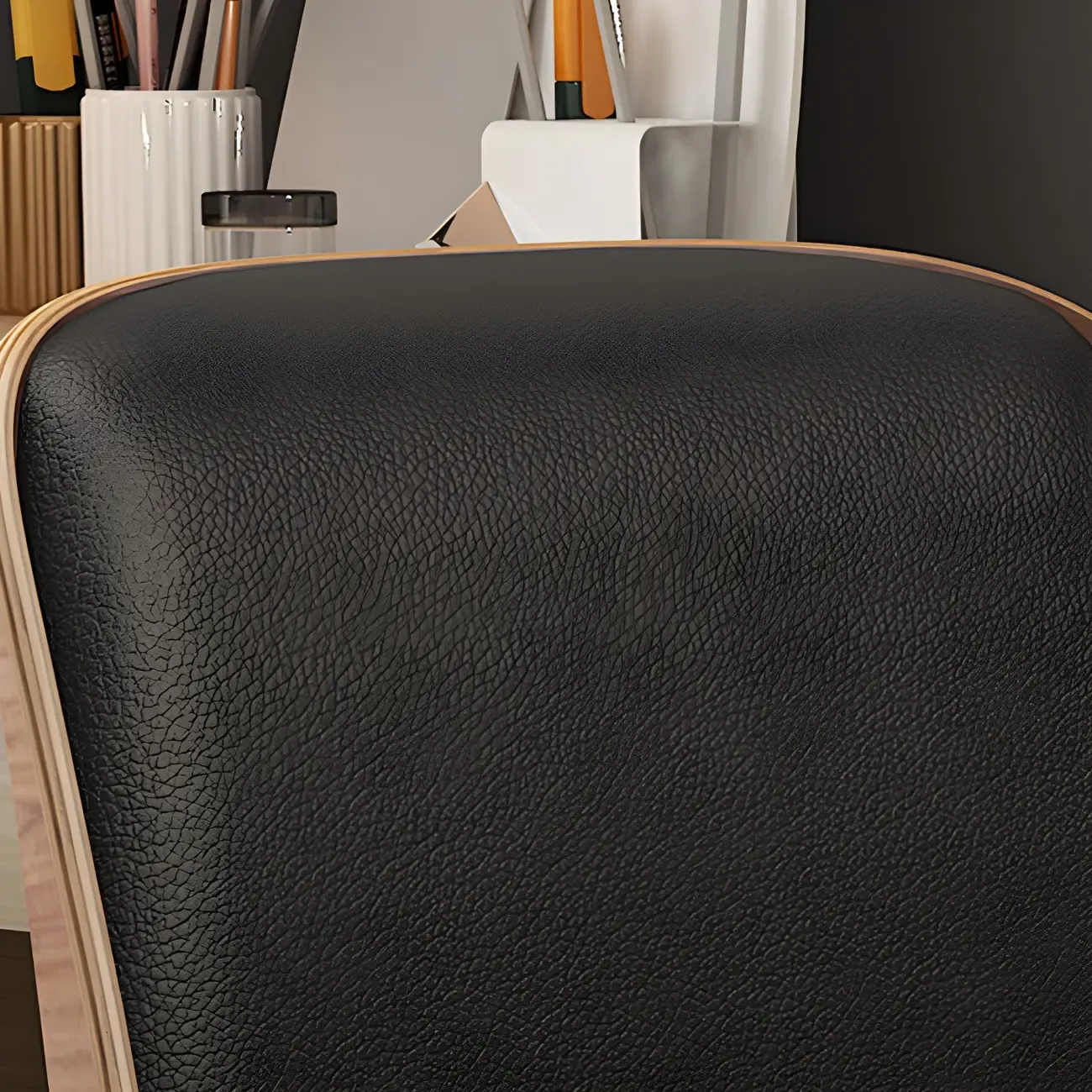 Modern Leather Upholstered Swivel Office Chair