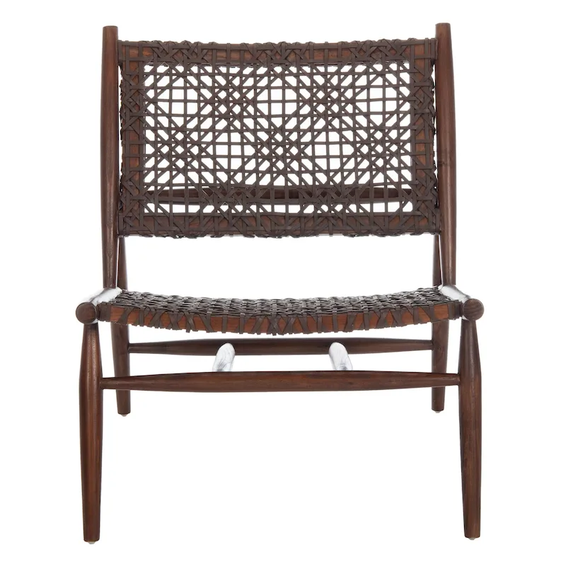 White Leather Woven Accent Chair - Single Seat