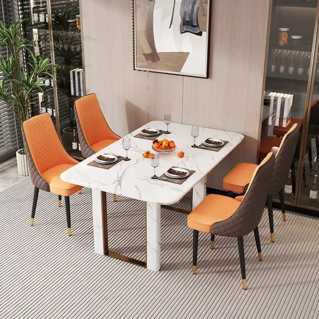 Faux Leather Dining Chair with High Back Sloped Arm