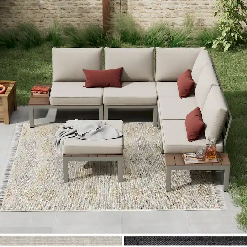 Corvus Fox Bay Aluminum Outdoor 6-piece Sectional Sofa Set