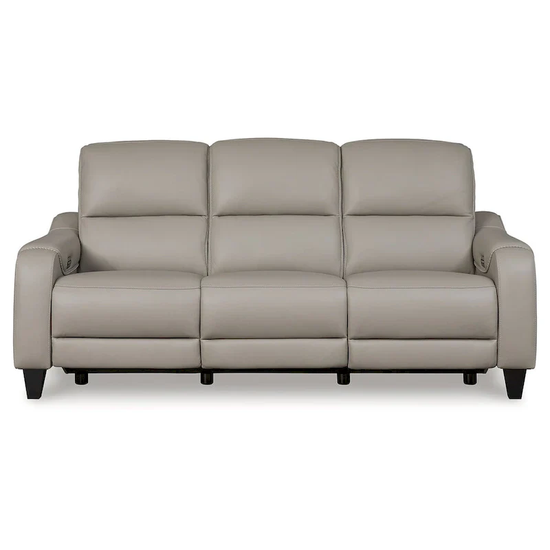 Leather Power Reclining Sofa with Adjustable Headrests and USB Charging