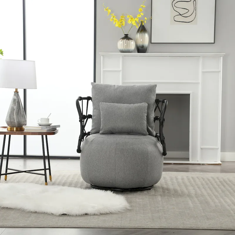 Upholstered Accent Chair with Metal Base