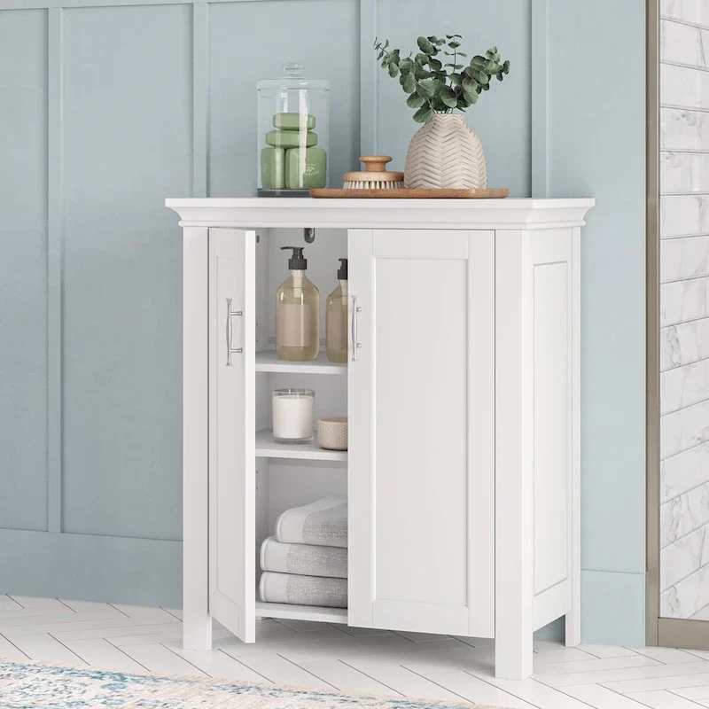 RiverRidge Somerset Two-Door Bathroom and Laundry Storage Cabinet with Adjustable Shelf - White