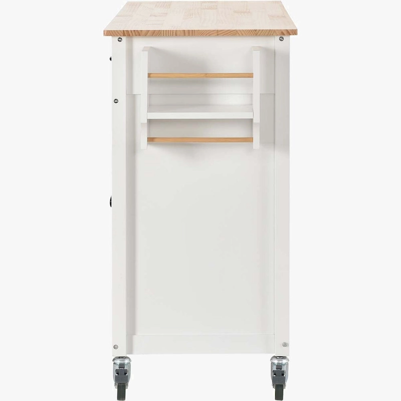 Kitchen Island Cart with Solid Wood Top and Locking Wheels