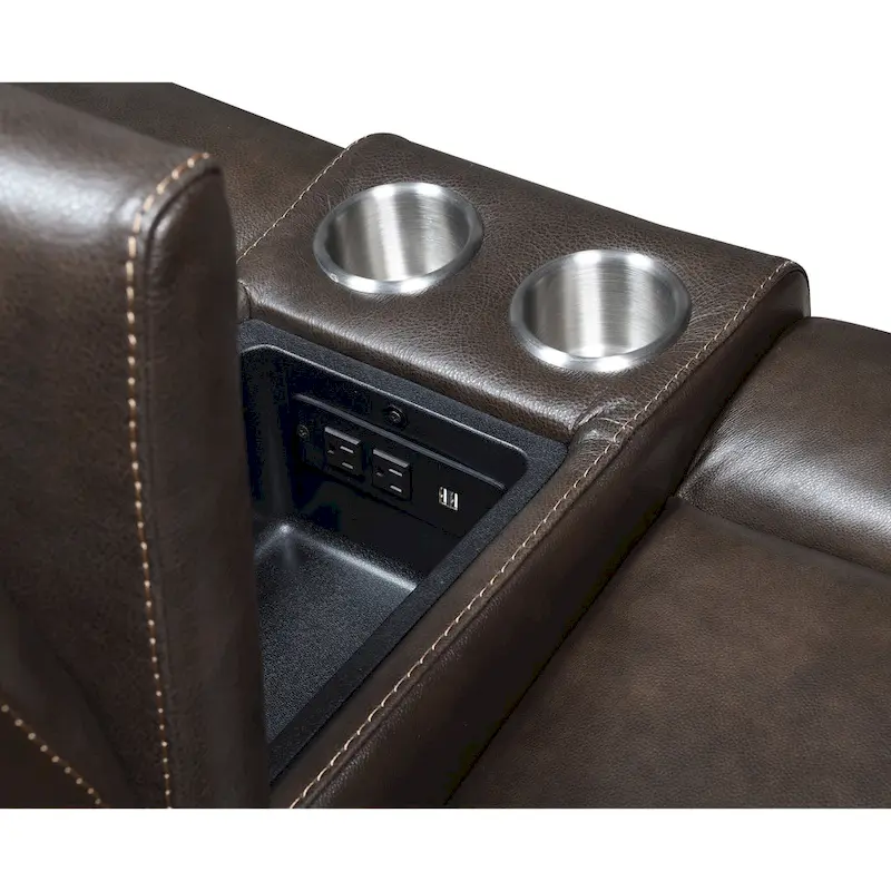 Top Grain Leather Power Reclining Sofa – Brown / Red, 3-Seat