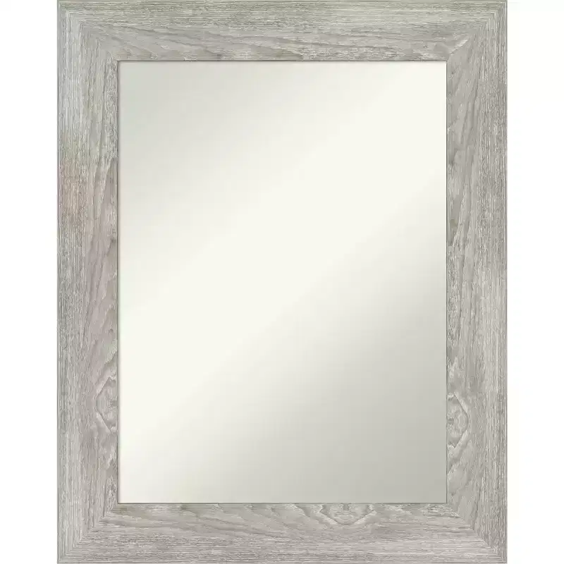 24" x 30" Non-Beveled Dove Gray Wash Wall Mirror - Amanti Art: Modern Rectangular Vanity, Includes Mount Hardware