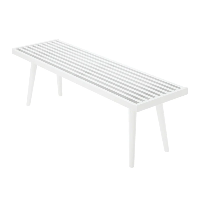 Mid Century Double Wood Entryway Bench - 56.3 L x 16.5 W x 17.5 H