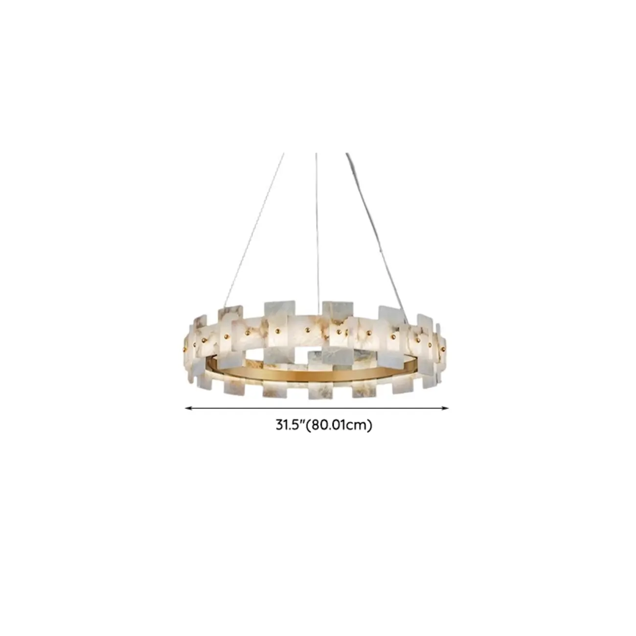 Geometric Gold-White 1-Tier Stone LED Chandelier