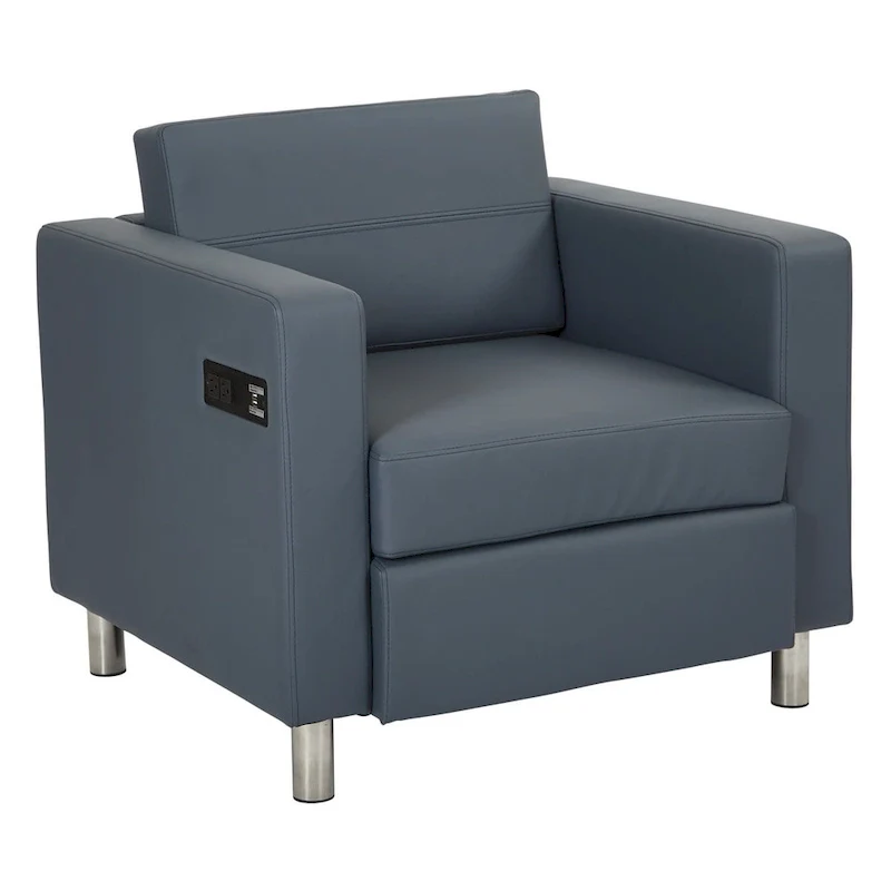 Contemporary Upholstered Accent Chair with Built-in USB & AC Charging Station