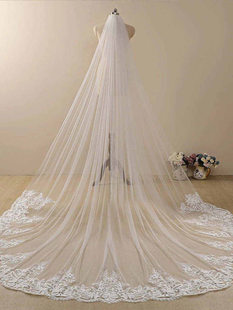 Vintage Flower Lace Cathedral Veil Bridal Veil Wedding Veil