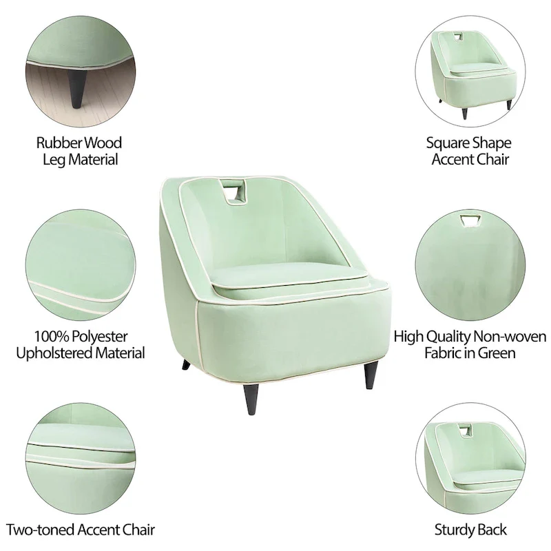 Two-Tone Upholstered Accent Chair - Green/Blue, Single Seat