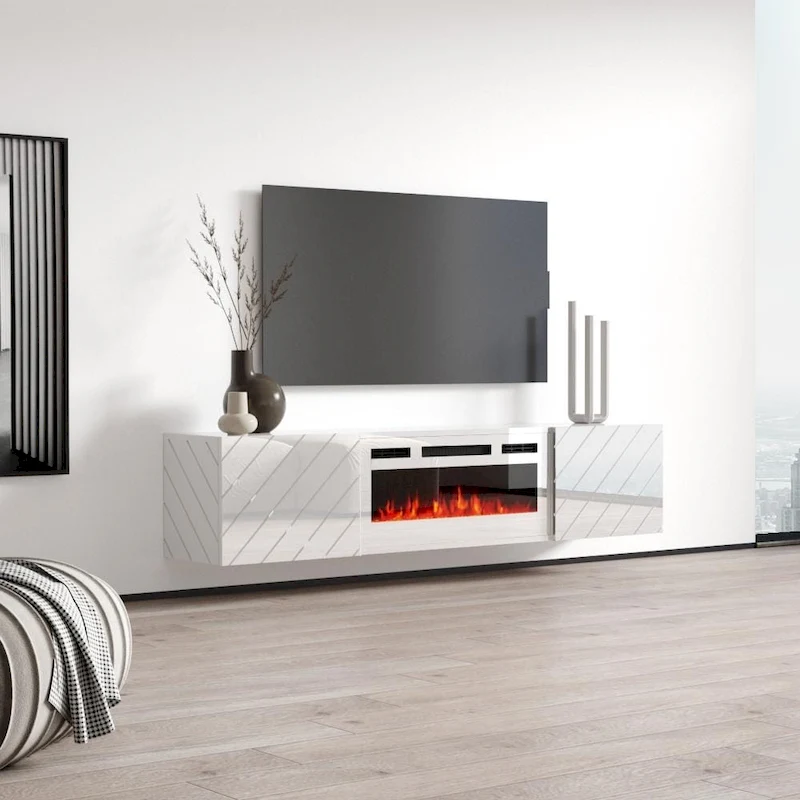 Luxe WH-EF Wall Mounted Electric Fireplace Modern 72 TV Stand