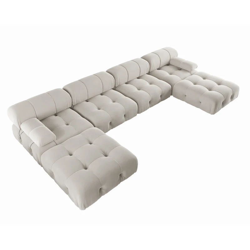 Velvet Sectional Sofa Reversible Modular Couch