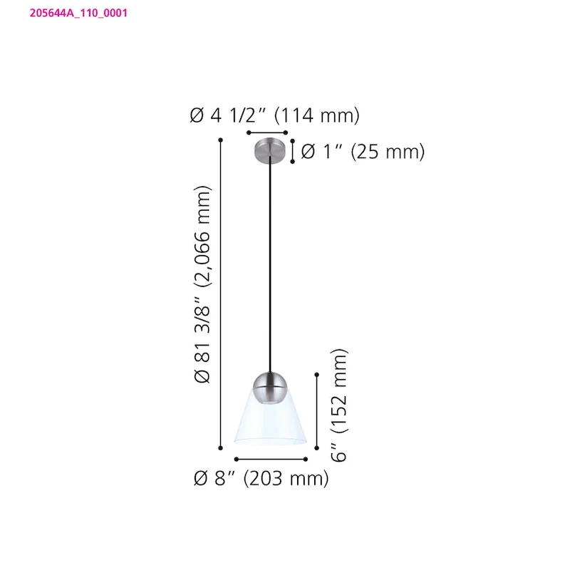 Cerasella - 1-Light Mini Pendant - Matte Nickel Finish - Clear Glass Shade