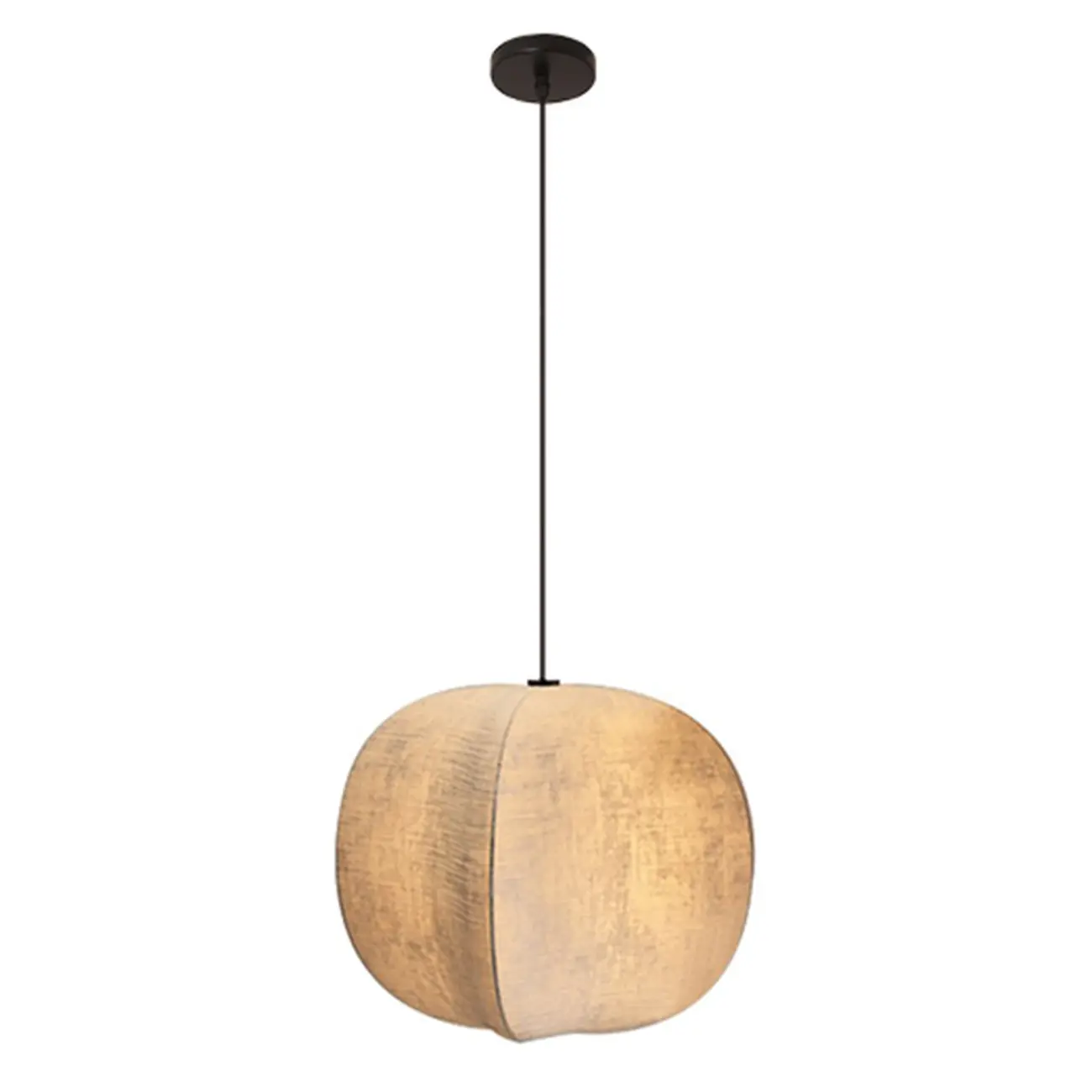Modern Beige Fabric Geometric Pendant Light Adjustable Height