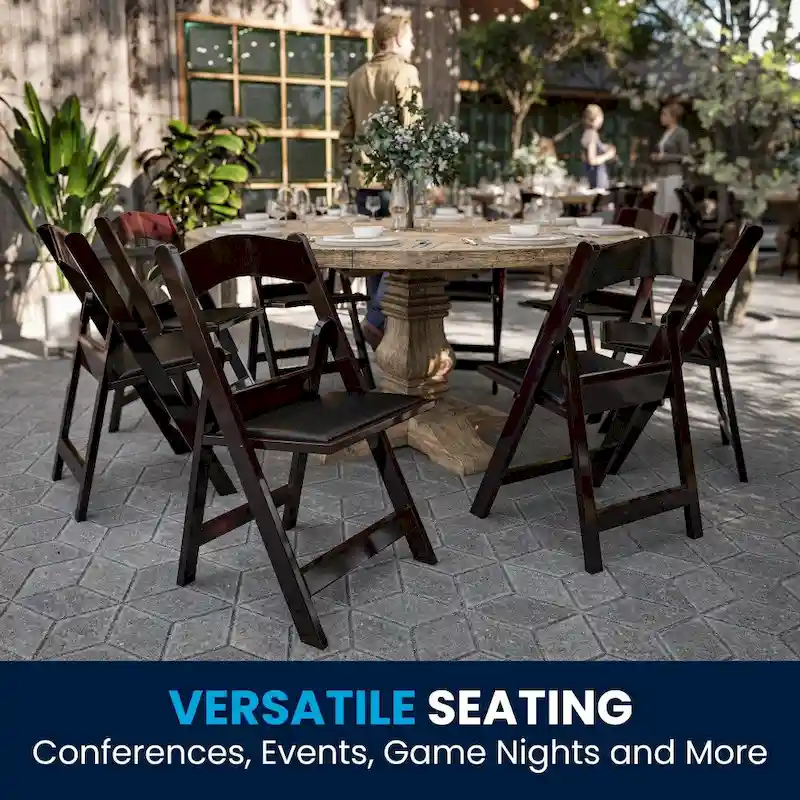 Lightweight Resin Folding Chairs with Vinyl Seats (Set of 4)