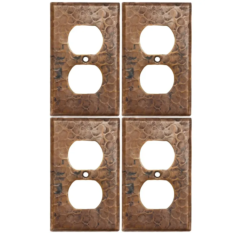 Premier Copper Products Copper Switchplate Single Duplex, 2 Hole Outlet Cover - Quantity 4 (SO2_PKG4) - Brown