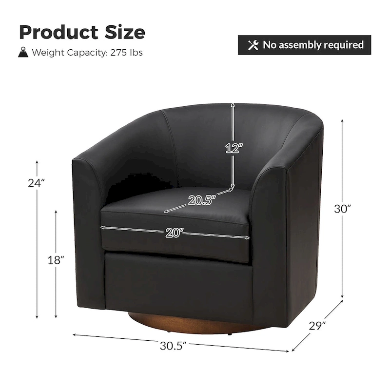 Haley Modern Swivel Barrel Faux Leather Chair with Solid Wood Base Set of 2 by HULALA HOME