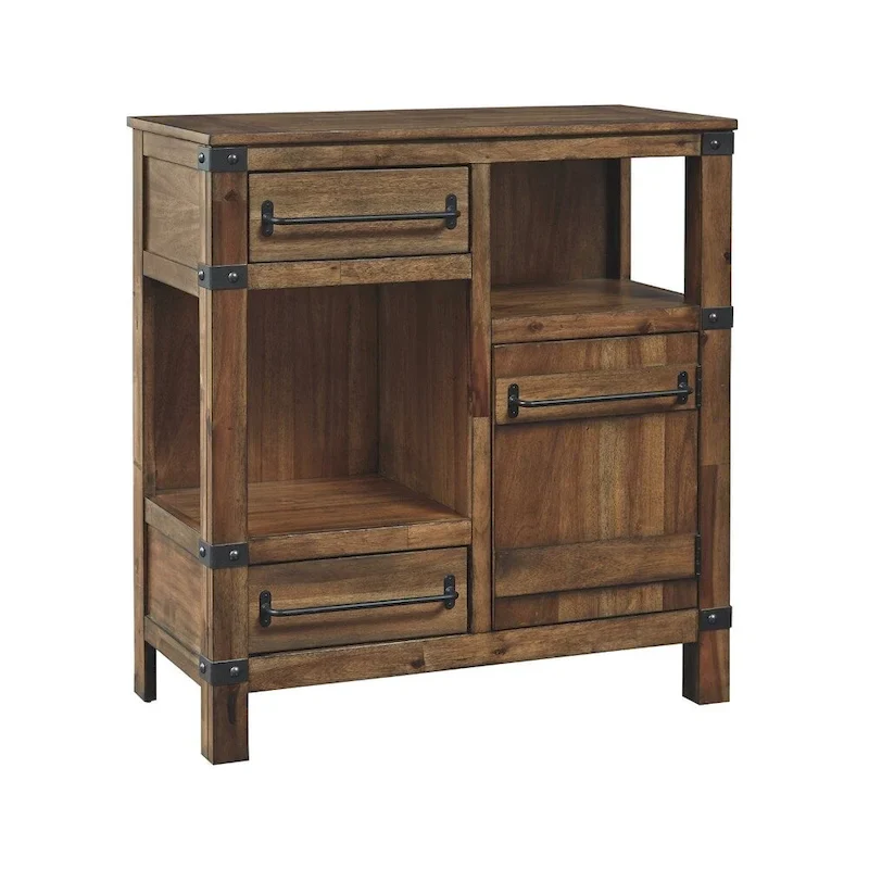Light Brown Casual Accent Cabinet — Bronze Hardware — 1 Person
