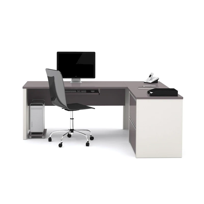 Bestar Connexion L-desk with Oversized Pedestal