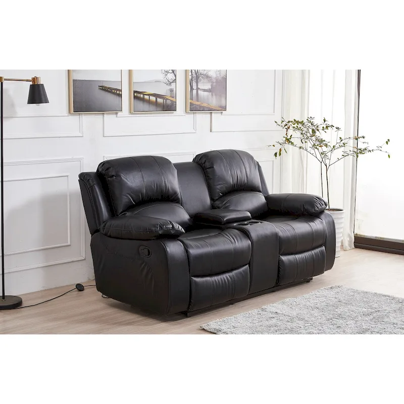 Betsy Furniture 2 Piece Bonded Leather Reclining Living Room Set, Sofa and Loveseat
