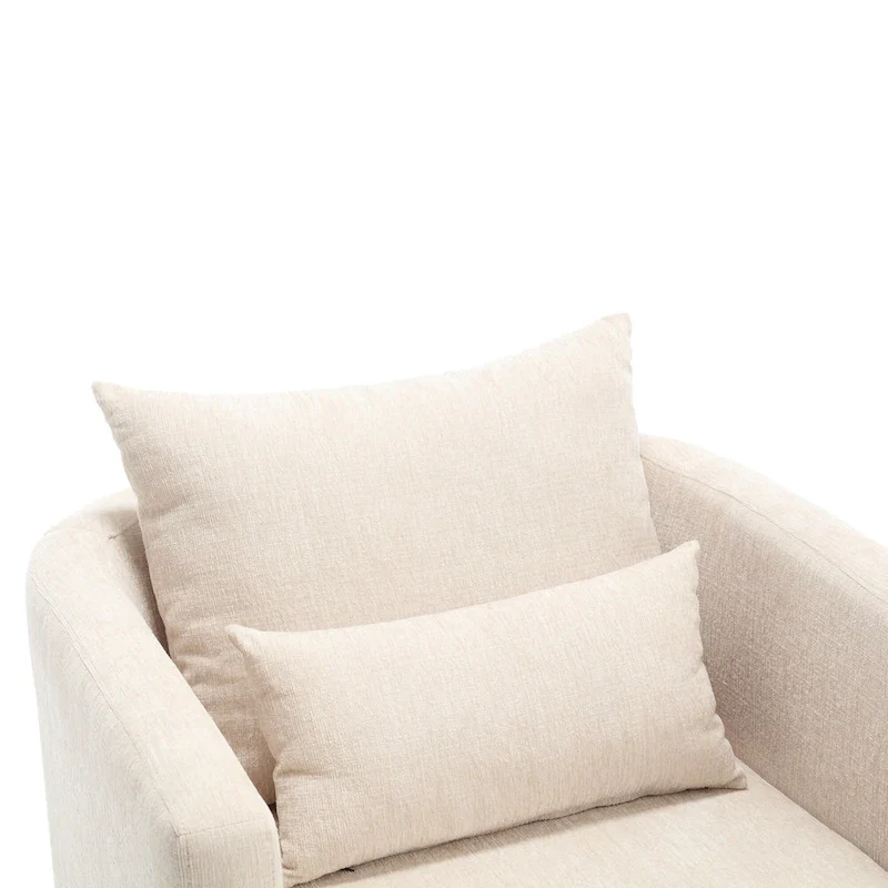 Chenille Swivel Barrel Chair with Sturdy Metal Base and Ergonomic Design